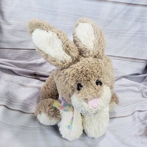 Animal Adventure Cream Brown Bunny Rabbit Plush Toy 12 Inch Jellybean Bow 2007